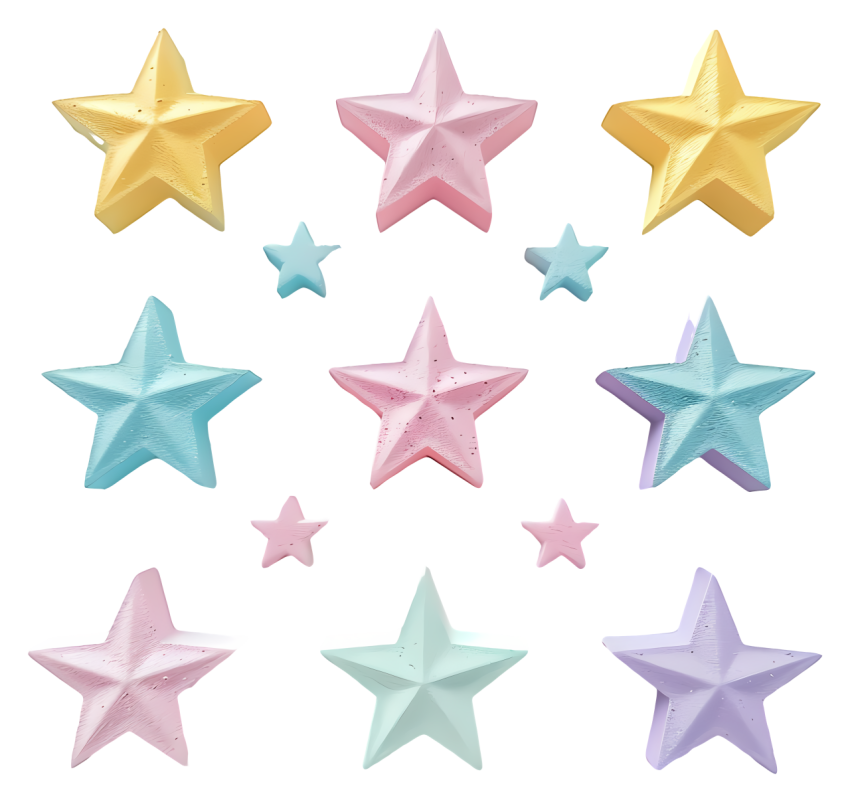 Transparent star glitter star pastel colors black background star shaped glitter in pastel