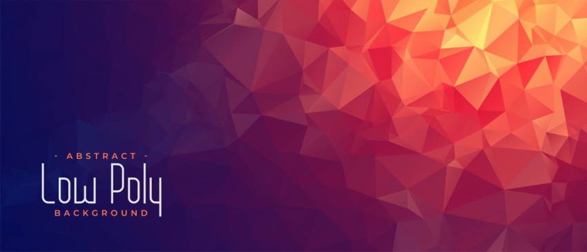 abstract low poly banner with orange light shade