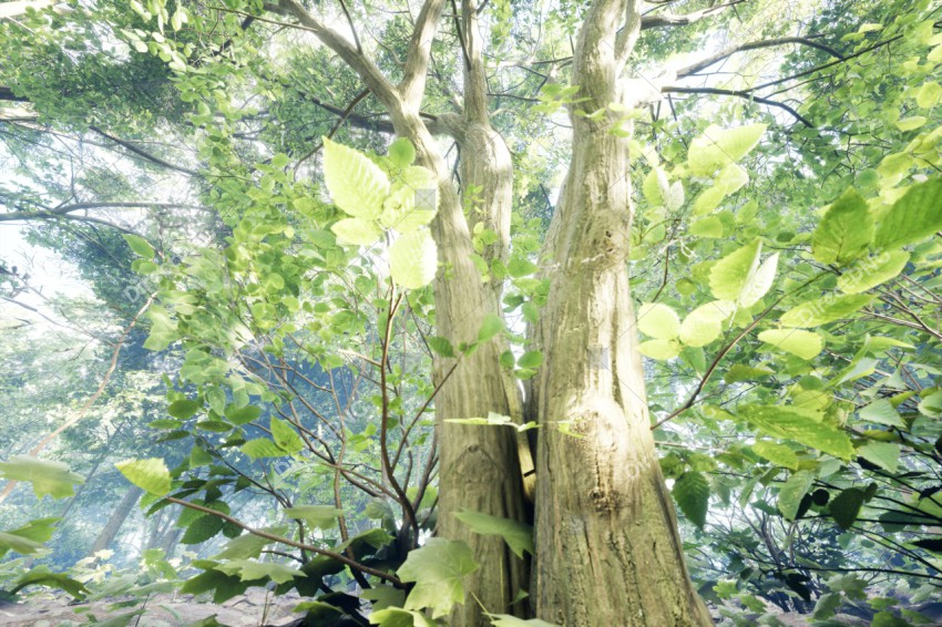 Green Trees in Forest