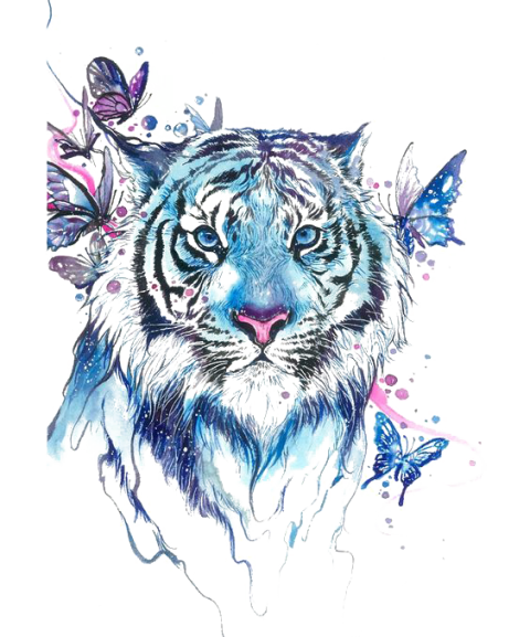 Tiger   Watercolor Butterfly Background