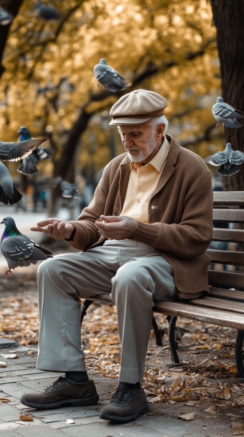 Elderly Man Feeding