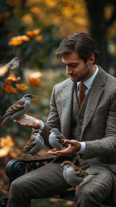 Man Feeding Birds image