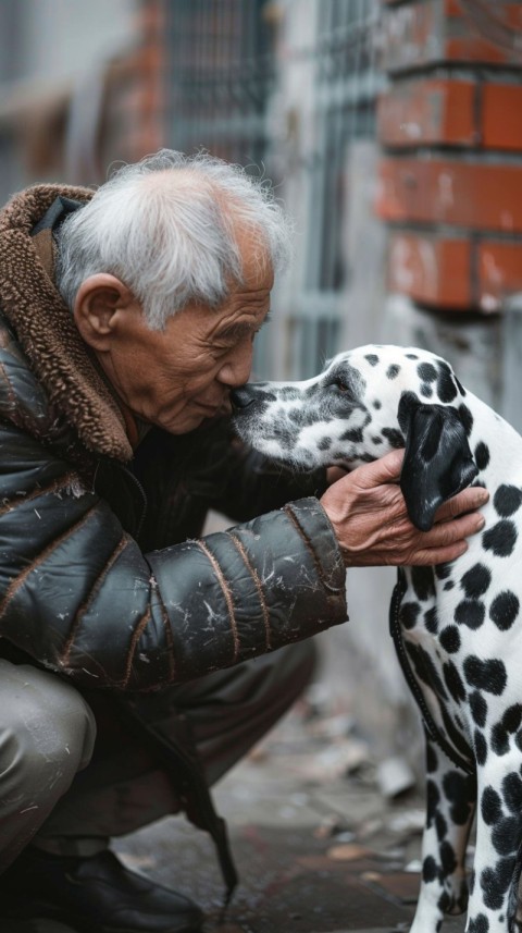 Man kisses dog