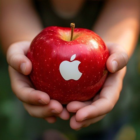 Holding branded apple