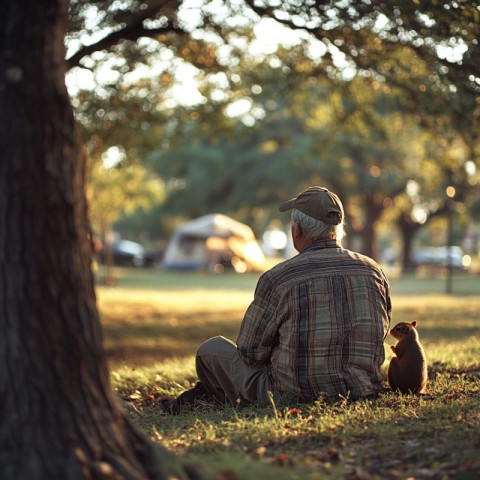 Man with dog relax