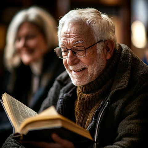 Elderly man reading image