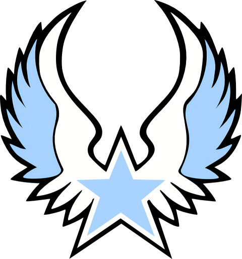 Eagles Logo   Blue and white angel wing with star