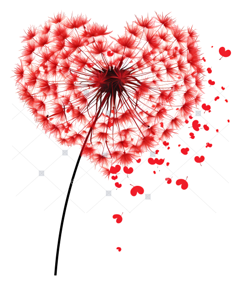 Transparent heart dandelion heart shaped dandelion red droplet heart ...