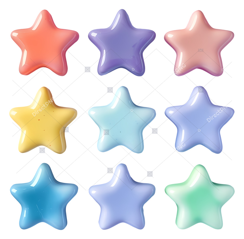 Transparent star colorful stars hexagonal pattern blue purple vibrant floating stars in a hexagonal pattern