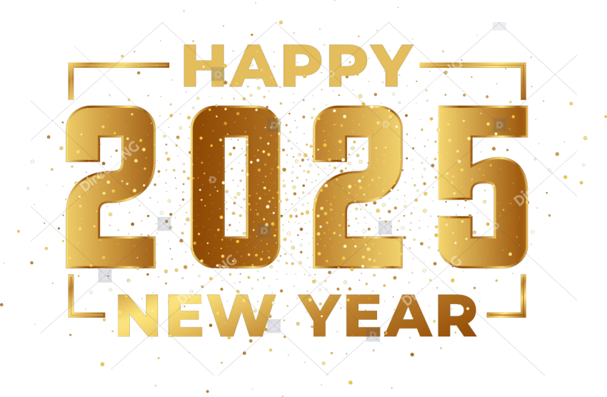 Golden happy 2025 new year banner sparkling