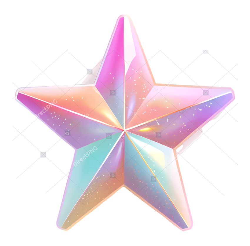 Transparent glitter star glittery colorful star on black background