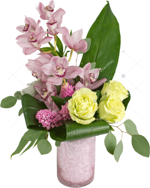 Transparent Beautiful Flower Vase With Flowers Png