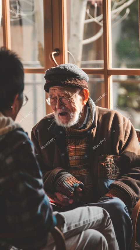 Elderly man conversing