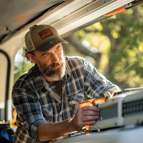 Man repairing appliance