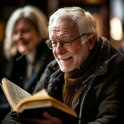 Elderly man reading image