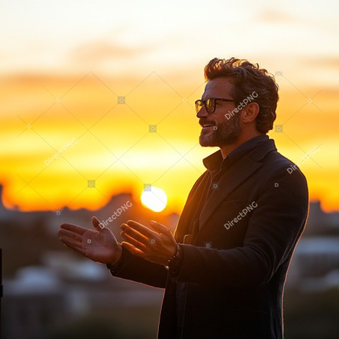 Man Applauding Sunset