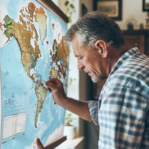 Man exploring map