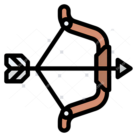 Archery   Black and white arrow diagram with three points